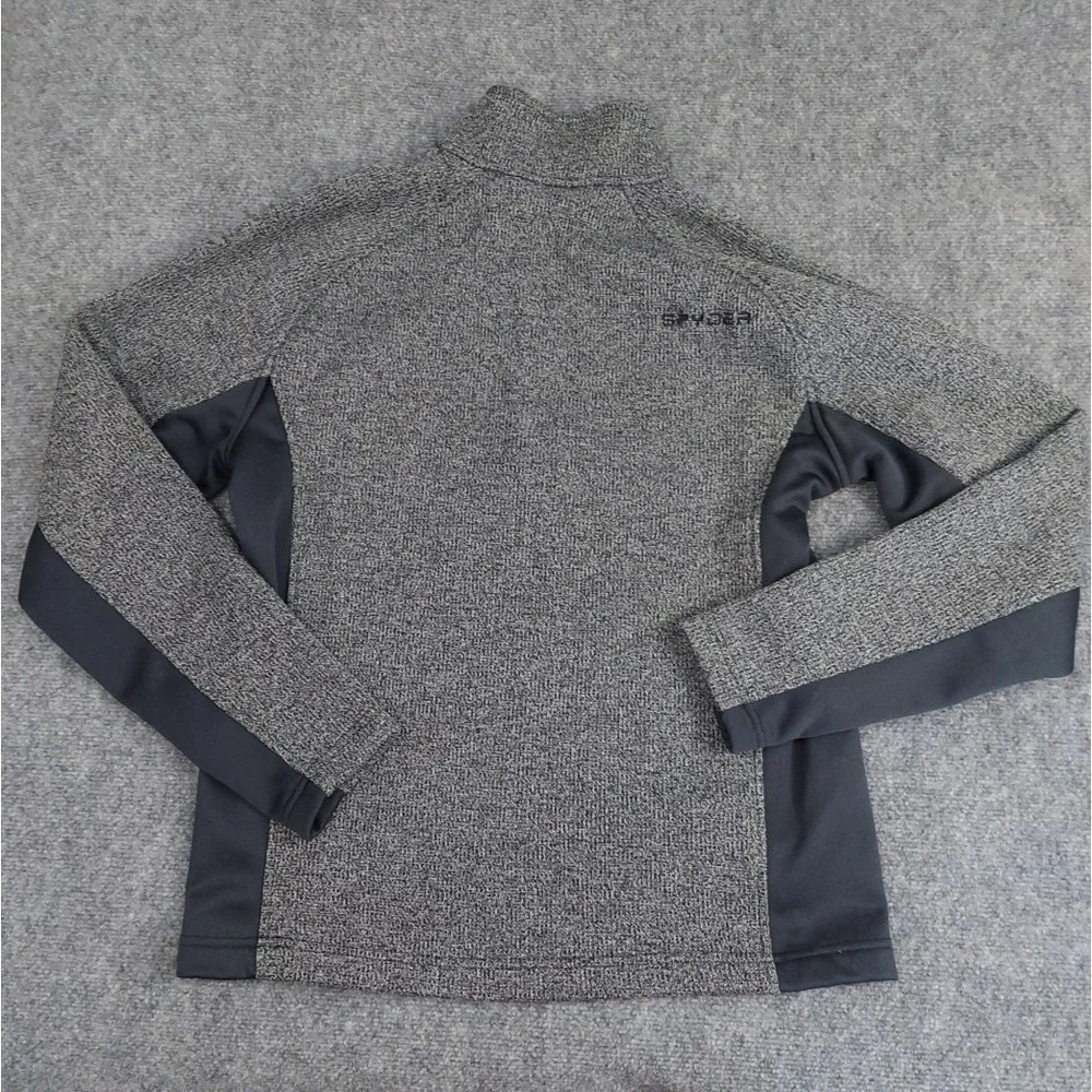 Spyder Pullover Sweater Mens Medium Gray Black Tech Mock Neck‎ Ski Knit Outdoor